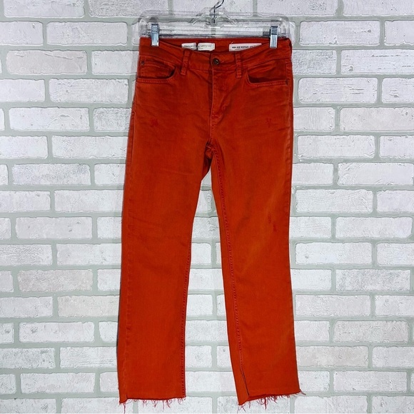 Anthropologie Pilcro Orange High Rise Bootcut Raw Hem Jeans Size 26 - Picture 3 of 9